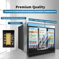 Orikool Glass Door Merchandiser Freezer 70 Cu.Ft Swing Door Commercial Reach In Display Freezers With Led Top Panel Upright Freeze Storage Black Steel