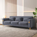 Velvet Sofa With Pillows And Gold Finish Metal Leg For Living Room Grey Velvet