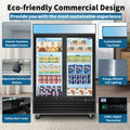 Orikool Glass Door Merchandiser Freezer 44.7 Cu.Ft Swing Door Commercial Reach In Display Freezers With Led Top Panel Upright Freeze Storage Black Steel