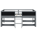 Twin Size Low Loft Bed With Two Movable Shelves And Ladder,With Decorative Guardrail Chalkboard,Gray Old Sku: Wf283286Aae Box Spring Not Required Twin Gray Wood Bedroom Pine