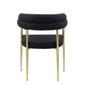 Woker Dining Chairs Set Of 2, Mid Century Modern Dining Chairs, Kitchen Dining Room Chairs, Round Boucle Backrest Sherpa Dining Chair With Brushed Bronze Metal Legs Iron Black Dining Room Foam Round Dining Chairs Foam Metal