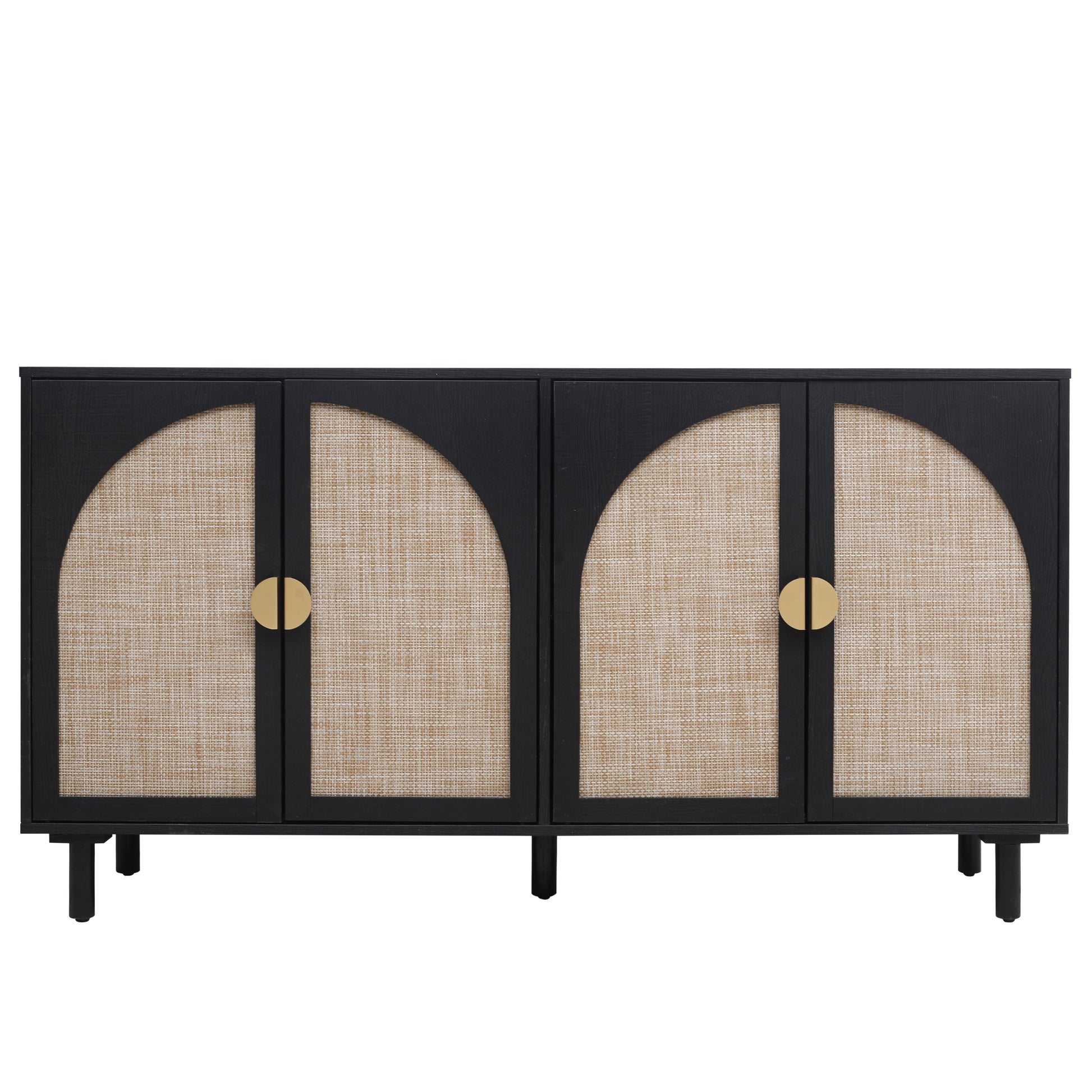 4 Door Cabinet, Suitable For Bedroom, Living Room, Study Black Mdf