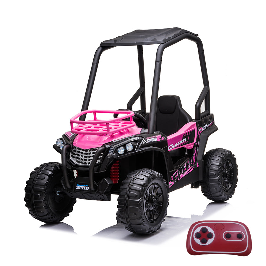 24V Electric Kid Ride On Car With Remote Control, Js370 Utv Ride On Cars For Kids, Battery Powered Kids Ride On Car Pink, 4 Wheels Motorized Vehicles Children Toys, 2 Speeds, Led Headlights Pink Polypropylene