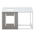 Twin Size House Platform With Roof And Window, White Antique Grey Old Sku: Wf294130Aae Box Spring Not Required Twin Natural White Wood Bedroom Pine