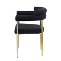 Woker Dining Chairs Set Of 2, Mid Century Modern Dining Chairs, Kitchen Dining Room Chairs, Round Boucle Backrest Sherpa Dining Chair With Brushed Bronze Metal Legs Iron Black Dining Room Foam Round Dining Chairs Foam Metal