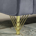 Velvet Sofa With Pillows And Gold Finish Metal Leg For Living Room Grey Velvet