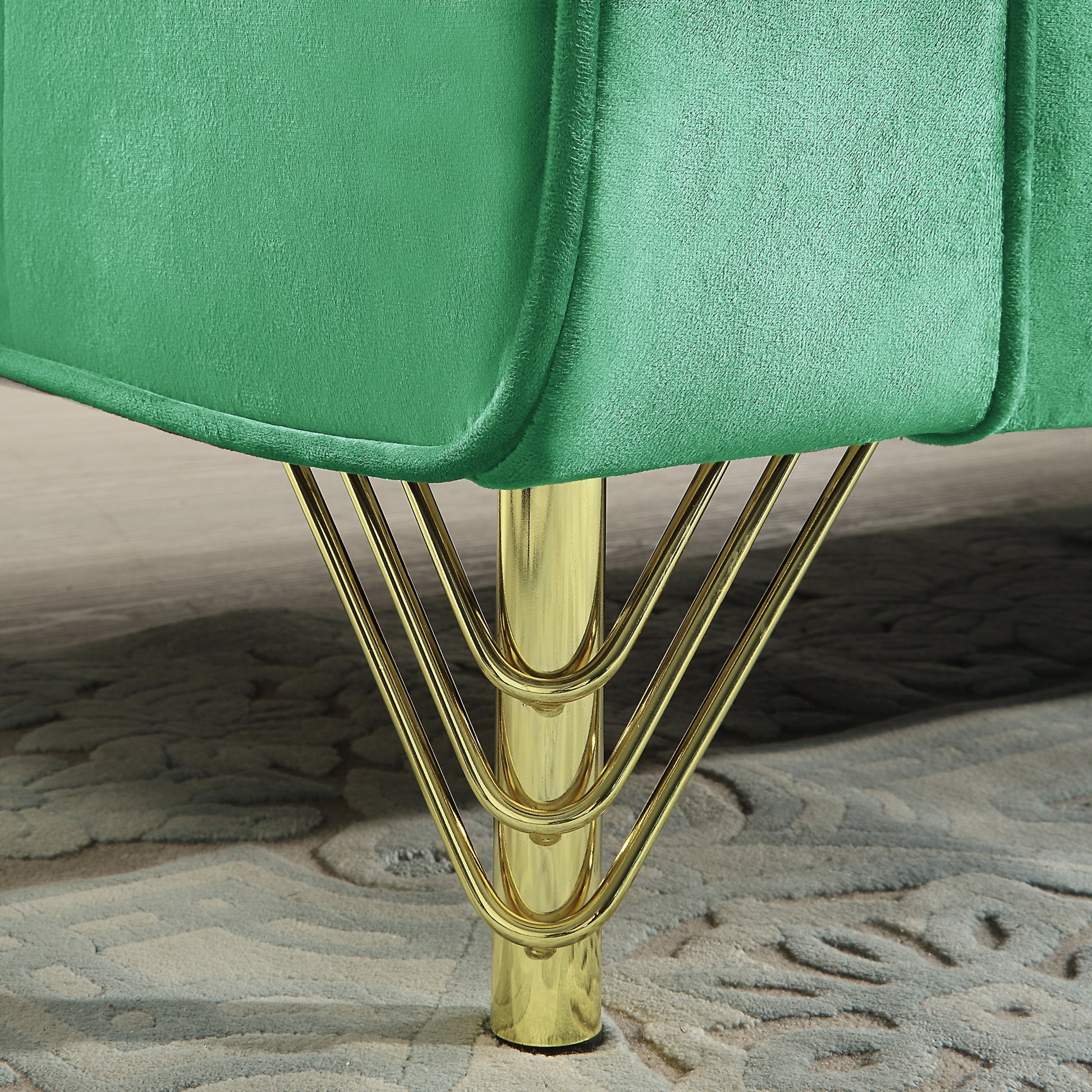 Velvet Sofa With Pillows And Gold Finish Metal Leg For Living Room Green Velvet