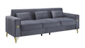 Velvet Sofa With Pillows And Gold Finish Metal Leg For Living Room Grey Velvet