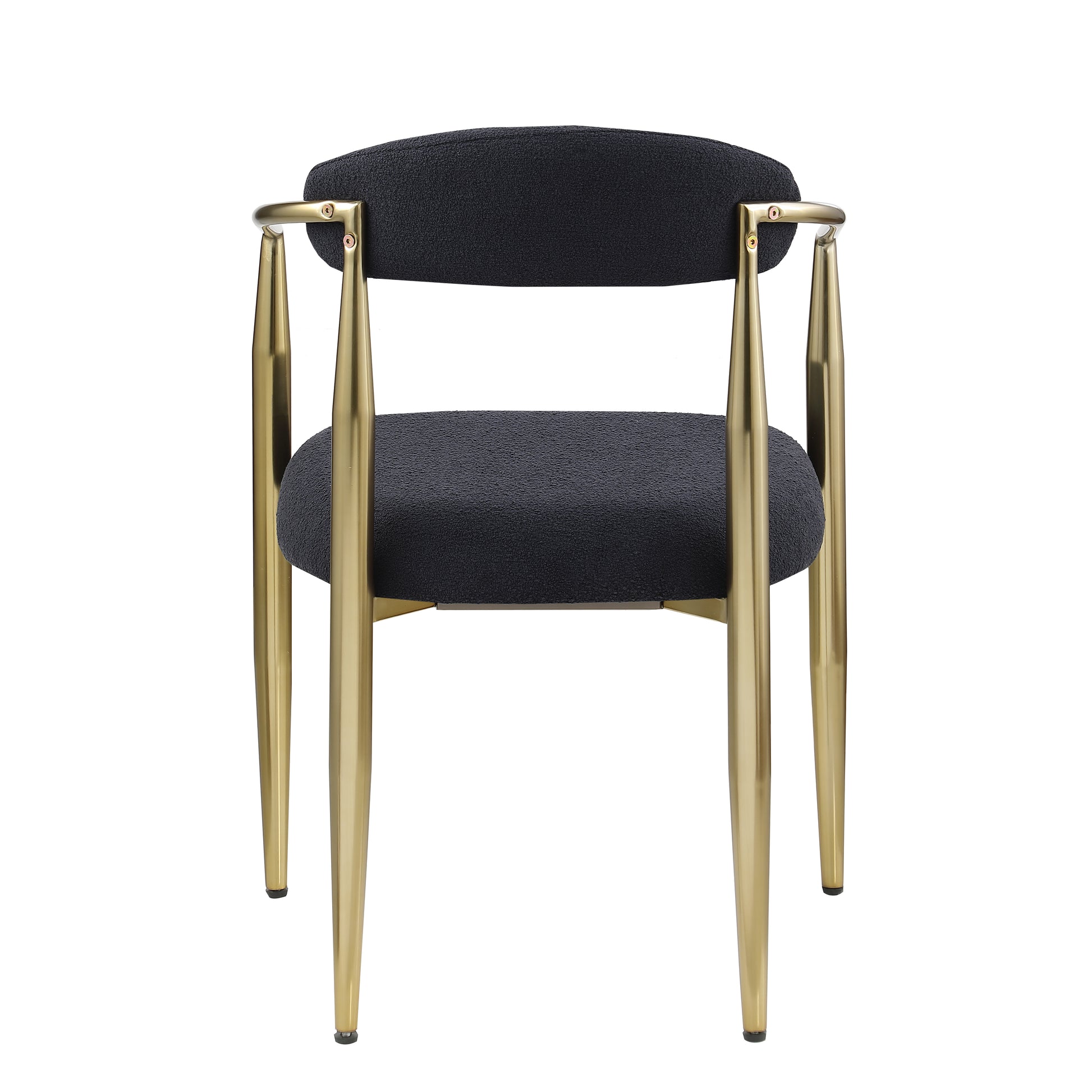 Woker Dining Chairs Set Of 2, Mid Century Modern Dining Chairs, Kitchen Dining Room Chairs, Round Boucle Backrest Sherpa Dining Chair With Black Metal Legs Iron White Black Dining Room Foam Round Dining Chairs Foam Metal