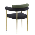 Woker Dining Chairs Set Of 2, Mid Century Modern Dining Chairs, Kitchen Dining Room Chairs, Round Boucle Backrest Sherpa Dining Chair With Brushed Bronze Metal Legs Iron Dark Green Black Dining Room Foam Round Dining Chairs Foam Metal