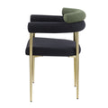Woker Dining Chairs Set Of 2, Mid Century Modern Dining Chairs, Kitchen Dining Room Chairs, Round Boucle Backrest Sherpa Dining Chair With Brushed Bronze Metal Legs Iron Dark Green Black Dining Room Foam Round Dining Chairs Foam Metal