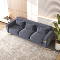 Velvet Sofa With Pillows And Gold Finish Metal Leg For Living Room Grey Velvet