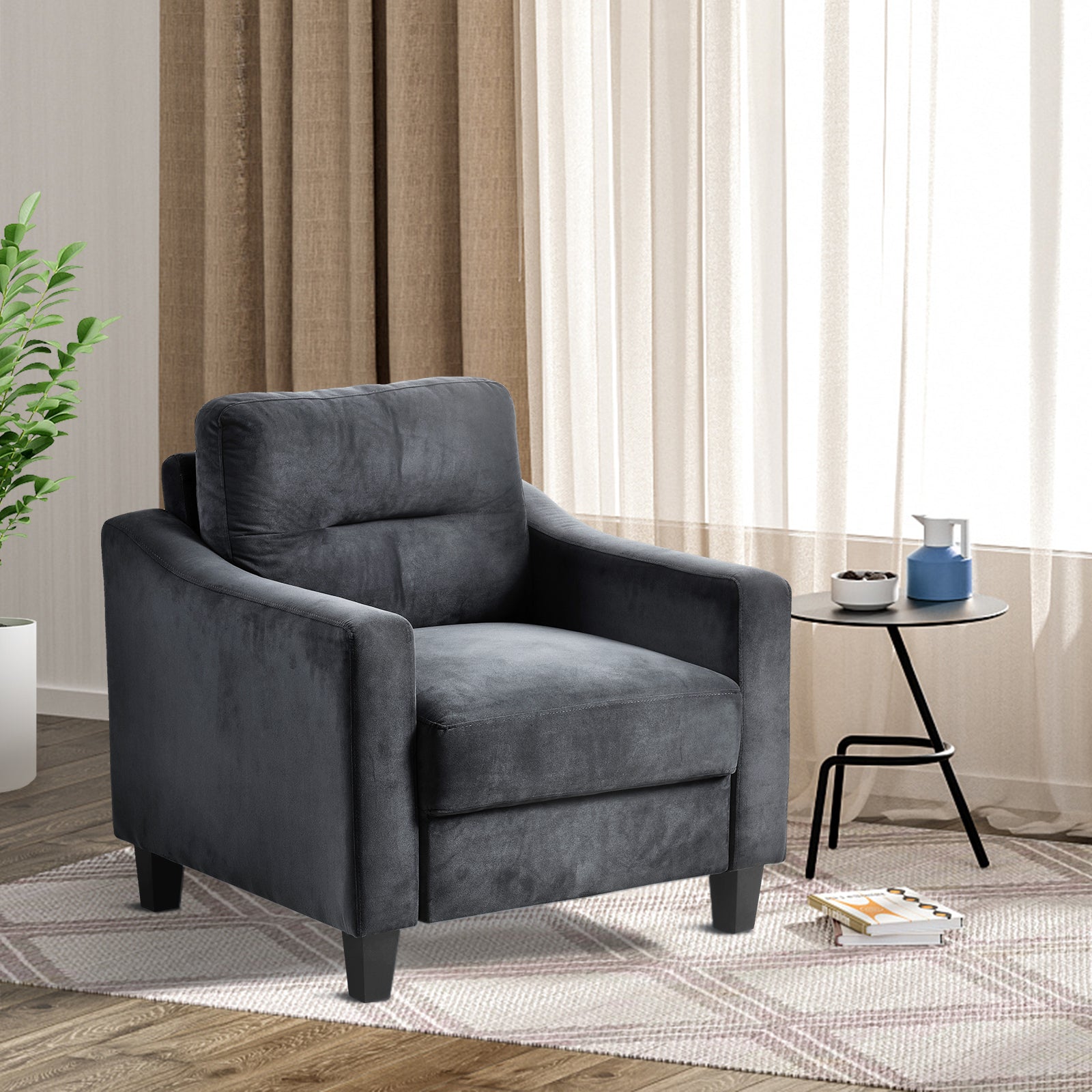 Couch Comfortable Sectional Couches And Sofas For Living Room Bedroom Office Small Space Black Velvet 1 Seat