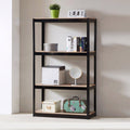 Storage Rack Shelving Unit Storage Shelf Steel Garage Utility Rack 4 Shelf Adjustable Shelves Heavy Duty Display Stand For Books, Kitchenware, Tools Boltless Assembly Black Black Metal & Wood