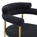 Woker Dining Chairs Set Of 2, Mid Century Modern Dining Chairs, Kitchen Dining Room Chairs, Round Boucle Backrest Sherpa Dining Chair With Brushed Bronze Metal Legs Iron Black Dining Room Foam Round Dining Chairs Foam Metal