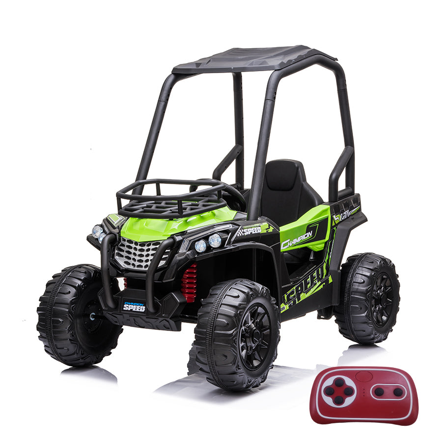 24V Electric Kid Ride On Car With Remote Control, Js370 Utv Ride On Cars For Kids, Battery Powered Kids Ride On Car Green, 4 Wheels Motorized Vehicles Children Toys, 2 Speeds, Led Headlights Green Polypropylene