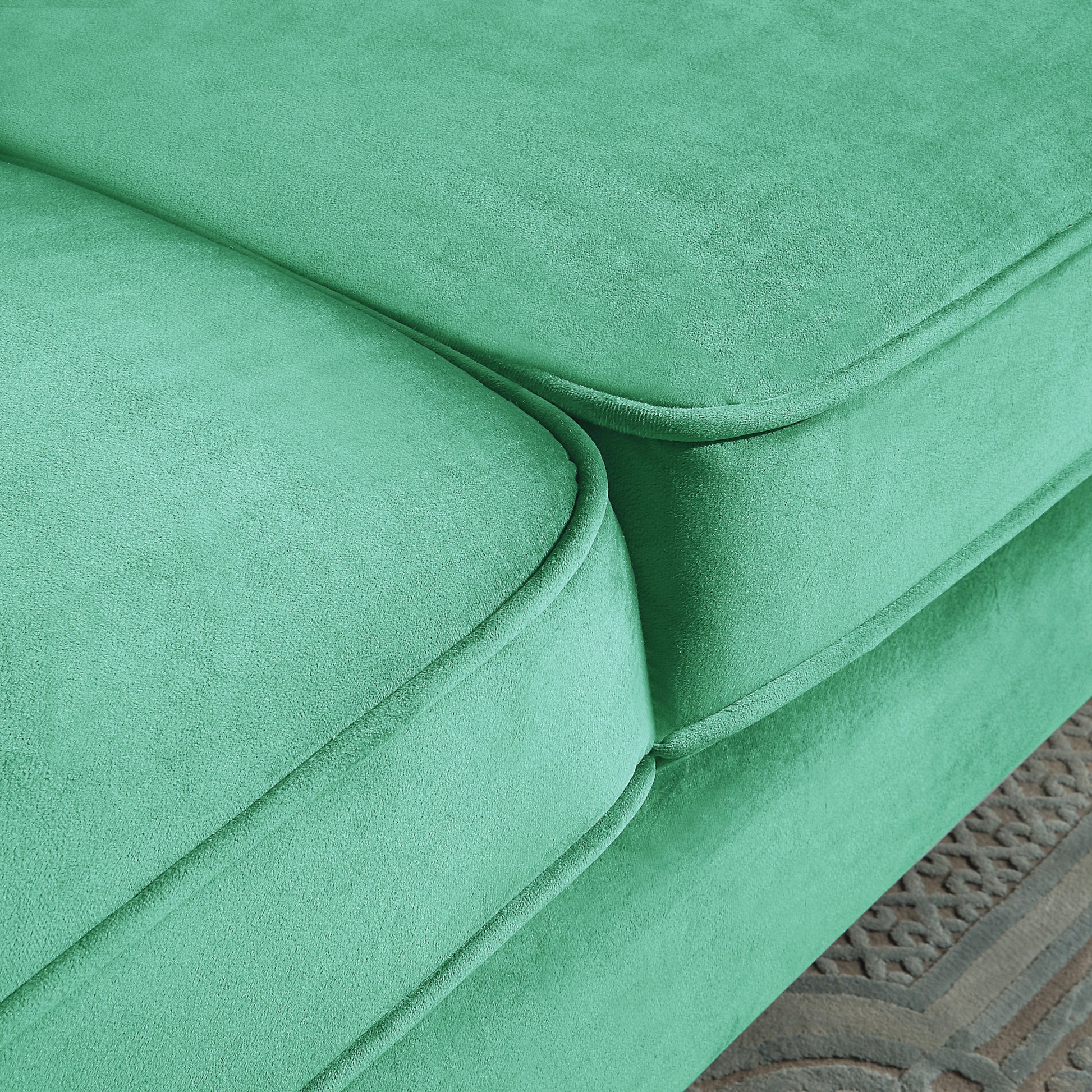 Velvet Sofa With Pillows And Gold Finish Metal Leg For Living Room Green Velvet