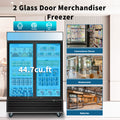 Orikool Glass Door Merchandiser Freezer 44.7 Cu.Ft Swing Door Commercial Reach In Display Freezers With Led Top Panel Upright Freeze Storage Black Steel