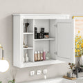 35'' X 28'' Wall Mounted Bathroom Storage Cabinet, Medicine Cabinet, Modern Bathroom Wall Cabinet With Mirror, Mirror Cabinet With 6 Open Shelves Not Include Bathroom Vanity White Bathroom Mdf