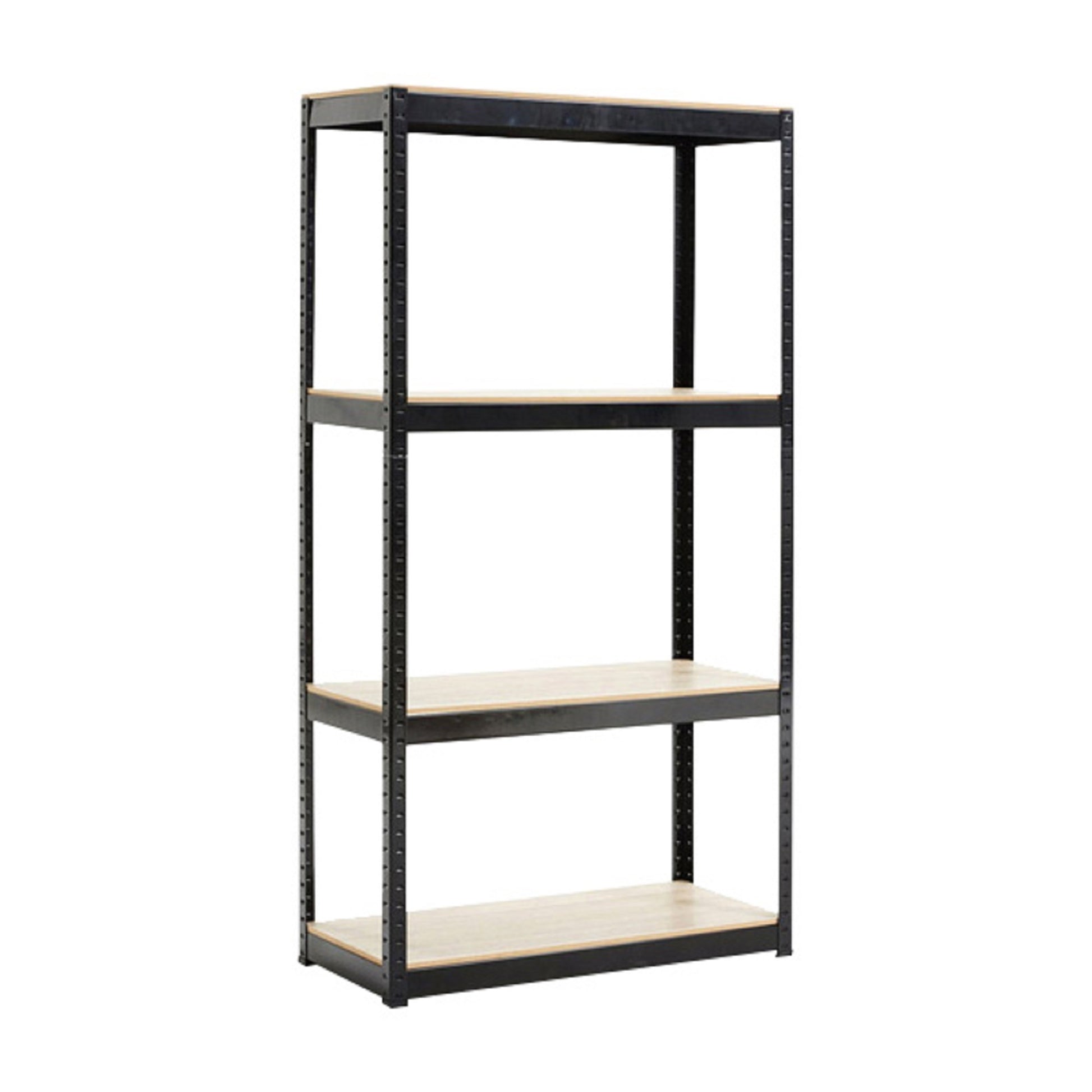 Storage Rack Shelving Unit Storage Shelf Steel Garage Utility Rack 4 Shelf Adjustable Shelves Heavy Duty Display Stand For Books, Kitchenware, Tools Boltless Assembly Black Black Metal & Wood