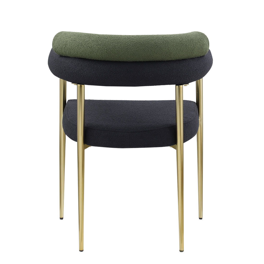 Woker Dining Chairs Set Of 2, Mid Century Modern Dining Chairs, Kitchen Dining Room Chairs, Round Boucle Backrest Sherpa Dining Chair With Brushed Bronze Metal Legs Iron Dark Green Black Dining Room Foam Round Dining Chairs Foam Metal