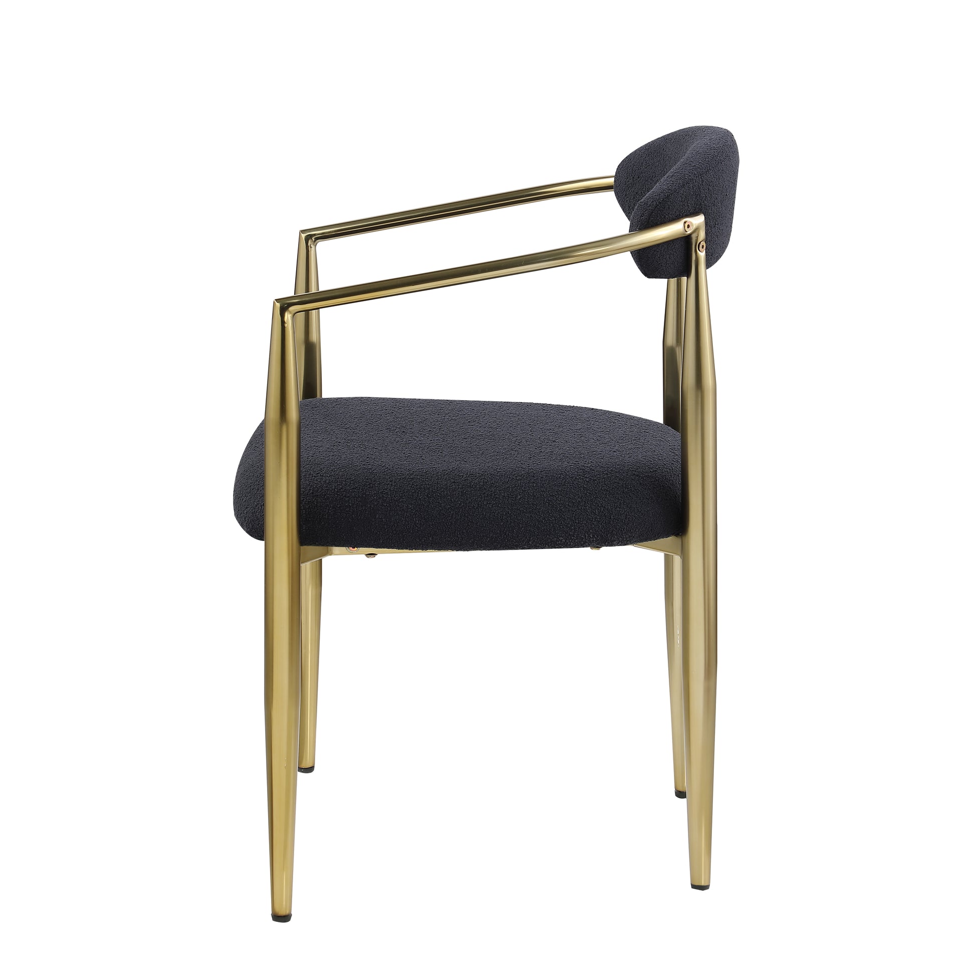 Woker Dining Chairs Set Of 2, Mid Century Modern Dining Chairs, Kitchen Dining Room Chairs, Round Boucle Backrest Sherpa Dining Chair With Black Metal Legs Iron White Black Dining Room Foam Round Dining Chairs Foam Metal