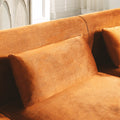 Velvet Sofa With Pillows And Gold Finish Metal Leg For Living Room Orange Velvet