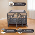 37In Heavy Duty Dog Crate, Furniture Style Dog Crate With Removable Trays And Wheels For High Anxiety Dogs Grey Abs Abs