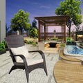 Patio Chair With Cushions Beige Cushion Brown Pe Rattan Iron Waterproof Fabric