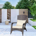 Patio Chair With Cushions Beige Cushion Brown Pe Rattan Iron Waterproof Fabric