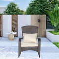 Patio Chair With Cushions Beige Cushion Brown Pe Rattan Iron Waterproof Fabric