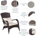 Patio Chair With Cushions Beige Cushion Brown Pe Rattan Iron Waterproof Fabric