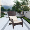 Patio Chair With Cushions Beige Cushion Brown Pe Rattan Iron Waterproof Fabric
