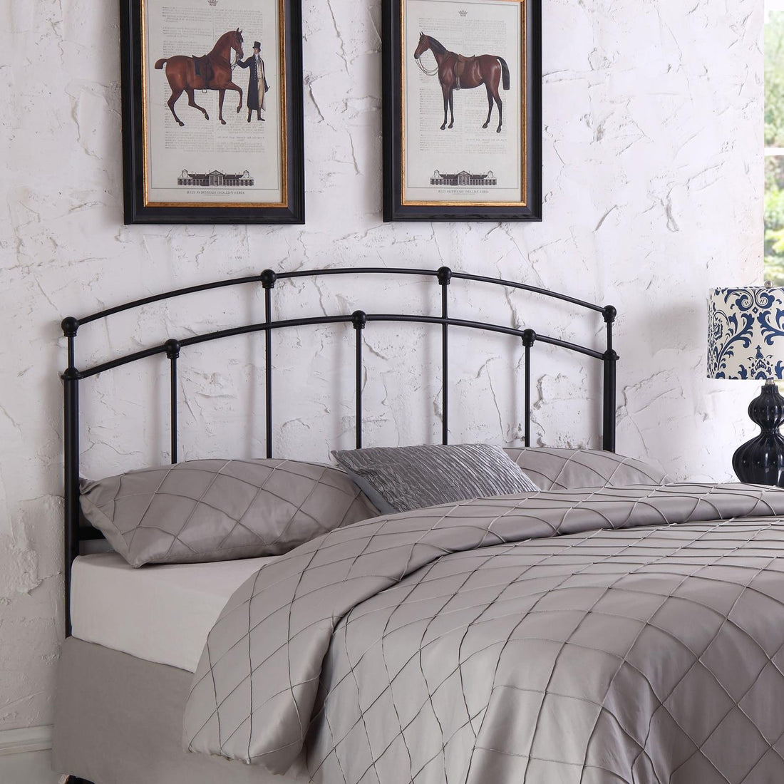 Black Metal Full Queen Headboard Black Bedroom Transitional Metal