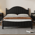 Traditional Concise Style Black Solid Wood Platform Bed, No Need Box Spring, Queen Black Wood