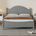 Traditional Concise Style Gray Solid Wood Platform Bed, No Need Box Spring, Full Gray Wood