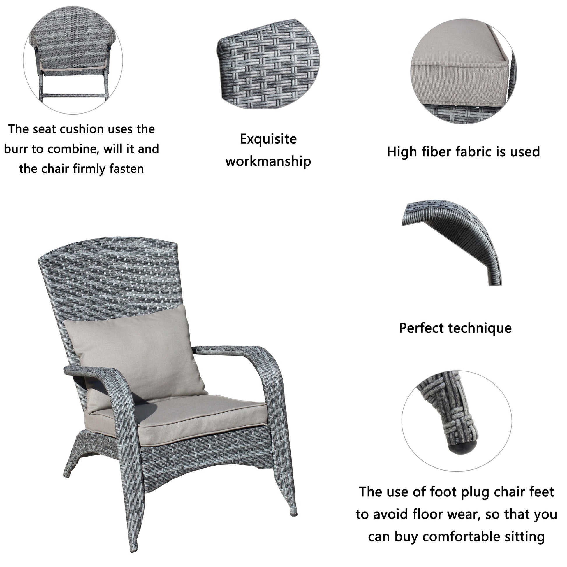 Patio Chair With Cushions Grey Cushion Grey Pe Rattan Iron Waterproof Fabric