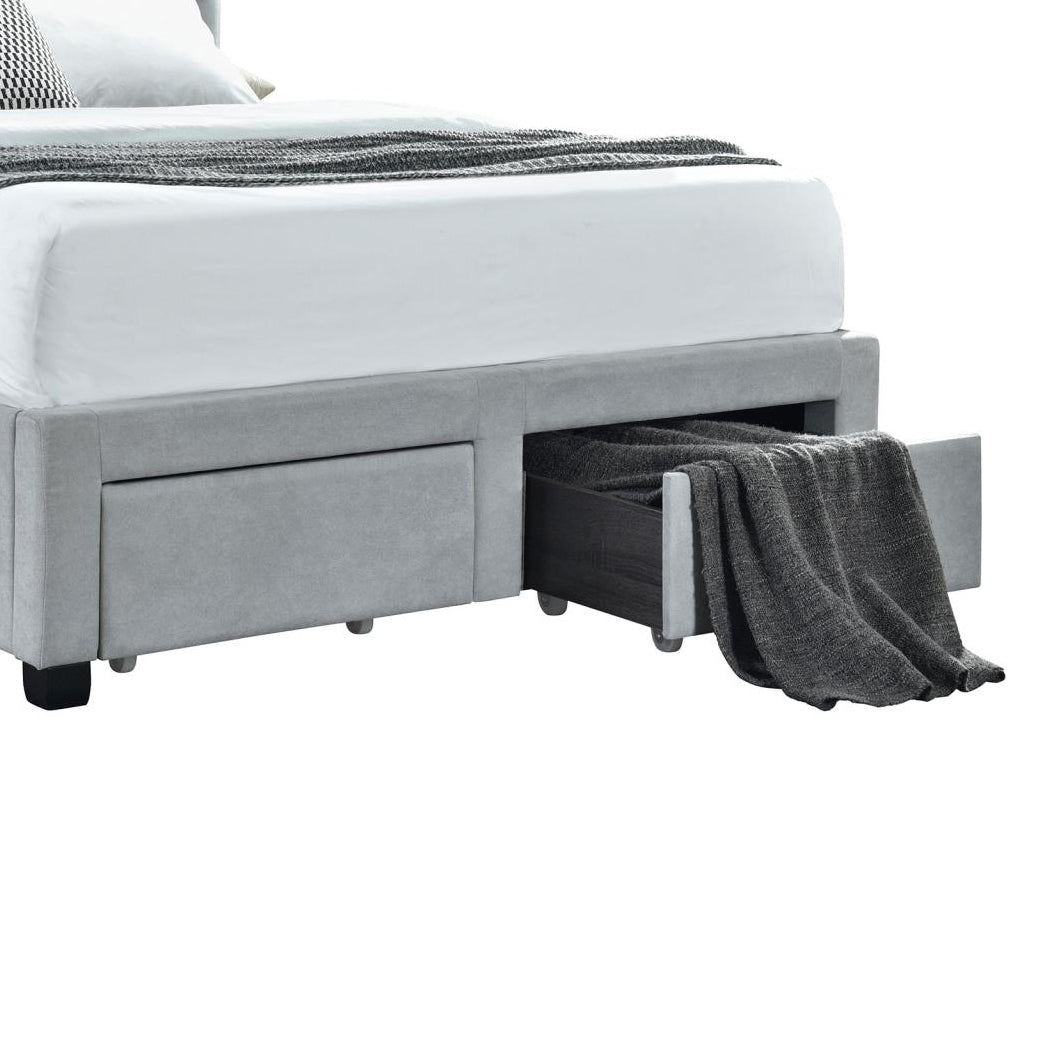 Light Grey Tufted 4 Drawer Queen Storage Bed Box Spring Not Required Queen Grey Wood Bedroom Glam Rubberwood Storage Included Foam Polyester Fabric
