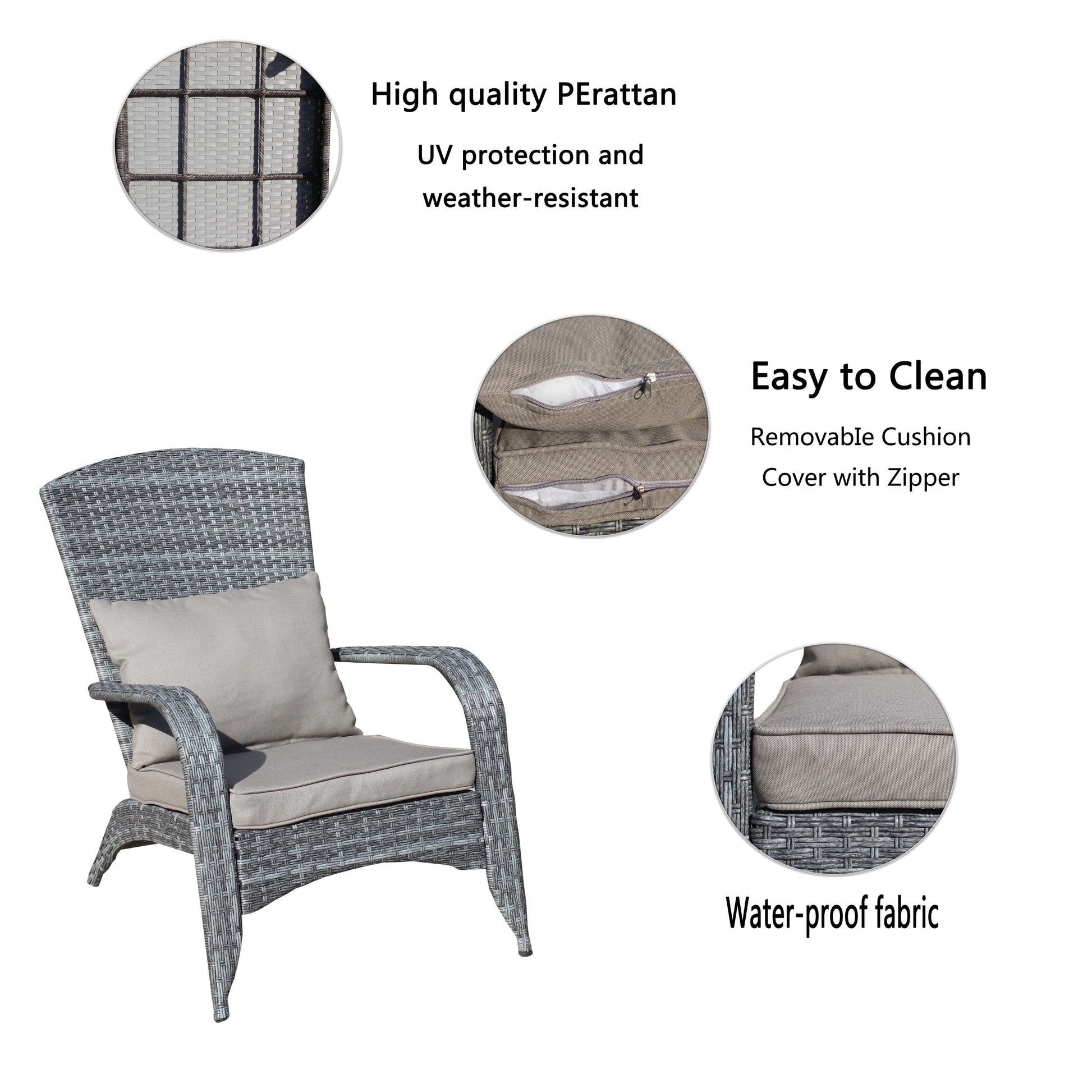 Patio Chair With Cushions Grey Cushion Grey Pe Rattan Iron Waterproof Fabric