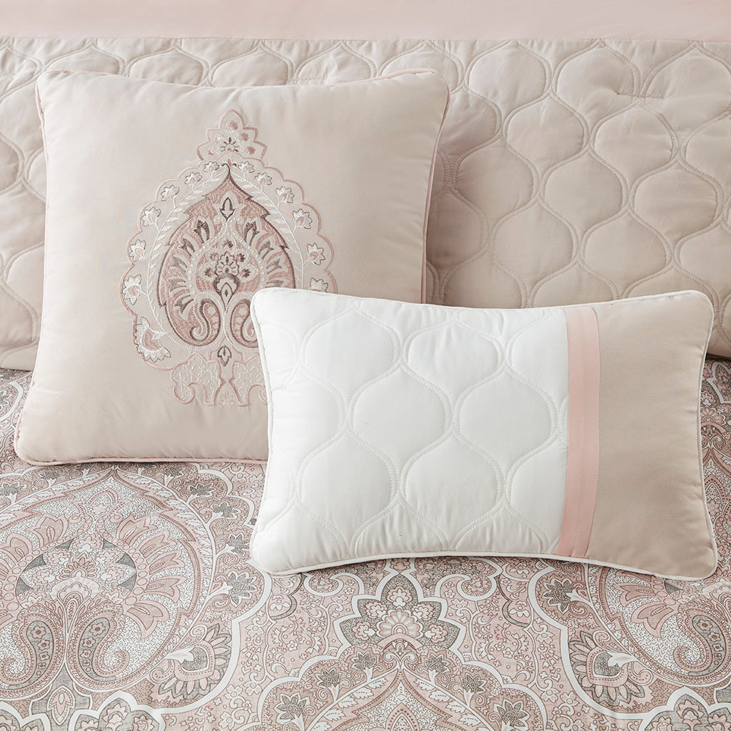 8 Piece Comforter Set Blush Polyester