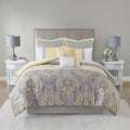 8 Piece Comforter Set Yellow Polyester