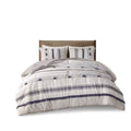 3 Piece Cotton Comforter Set Gray Navy Cotton