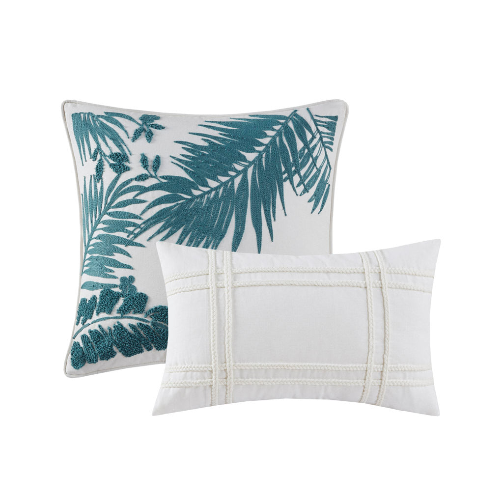 5 Piece Cotton Duvet Cover Set With Throw Pillow Blue Cotton