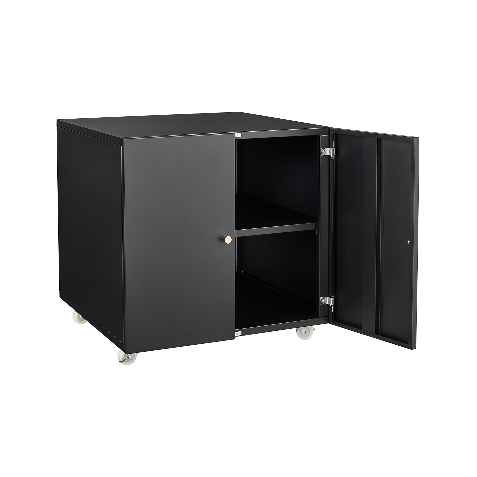 Office Furniture Copier Cabinet Black 2 Door Steel Copier Stand Mobile Pedestal File Printer Stand Mobile File Cabinets 1 2 Shelves Black Office Metal