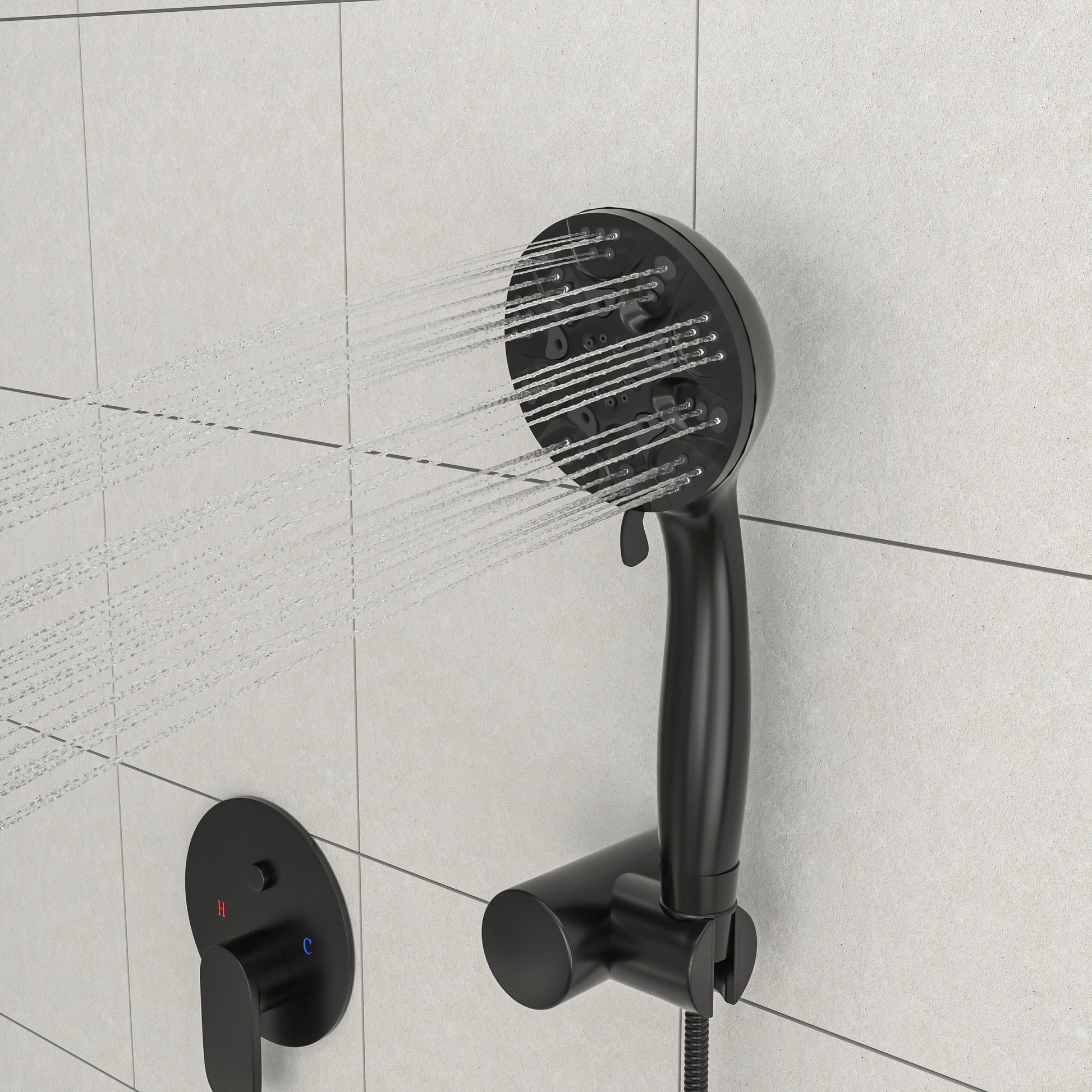 10" Rain Shower Head Systems, Dual Shower Heads, Matte Black,Wall Mounted Shower Matte Black Stainless Steel