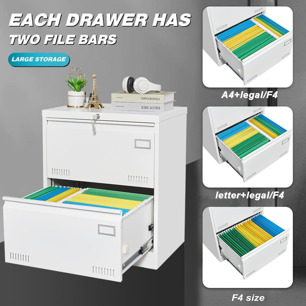 Filing Cabinet Lateral File Cabinet 2 Drawer, White Filing Cabinets With Lock, Locking Metal File Cabinets Three Drawer Office Cabinet For Legal Letter A4 F4 Home Offic Filing Cabinets 1 2 Drawers White Office Drawers Included Metal