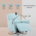 270 Degree Swivel Electric Recliner Home Theater Seating Single Reclining Sofa Rocking Motion Recliner With A Phone Holder For Living Room, Blue Blue Foam Polyester