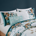 5 Piece Cotton Floral Comforter Set With Throw Pillows Teal Cotton