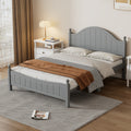 Traditional Concise Style Gray Solid Wood Platform Bed, No Need Box Spring, Queen Queen Gray Wood