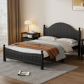 Traditional Concise Style Black Solid Wood Platform Bed, No Need Box Spring, Full Black Wood